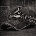 Fuck Off Printed Cap Funny Skull Hand Gesture Hat Sarcastic Gift for Dad Father’s Day Gift for Grandpa Vintage Distressed Cap