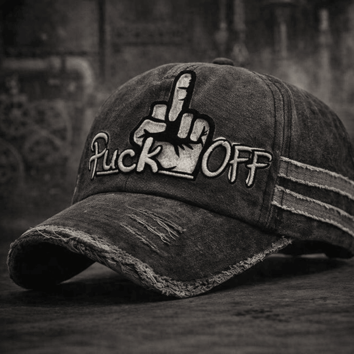 Fuck Off Printed Cap Funny Skull Hand Gesture Hat Sarcastic Gift for Dad Father’s Day Gift for Grandpa Vintage Distressed Cap
