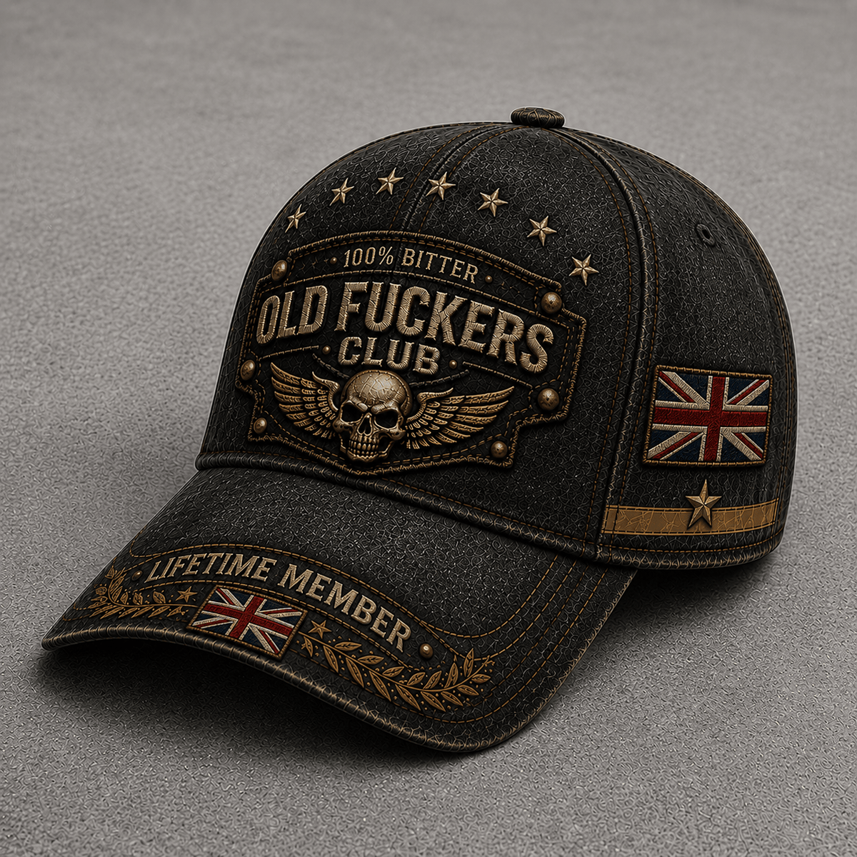 Old Fuckers Club Lifetime Member Printed Cap Patriotic Skull Hat Funny Gift For Dad Father’s Day Grandpa Birthday Gift UK Flag