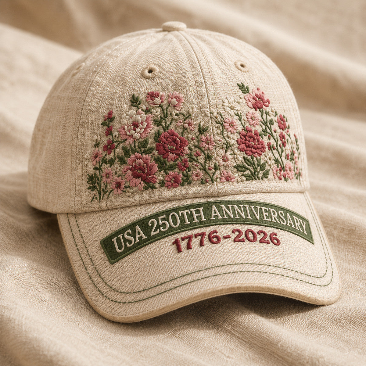 USA 250th Anniversary 1776-2026 Printed Floral Cap Patriotic American Heritage Hat Mother’s Day Gift For Mom Independence Day