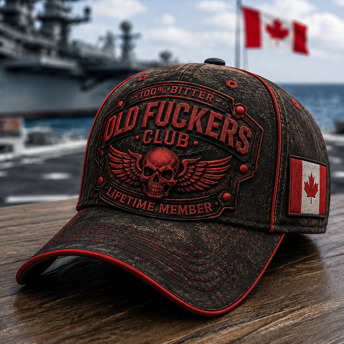 Bitter Old Fuckers Club Lifetime Member Printed Cap Skull Wings Patriotic Hat Funny Grandpa Gift For Dad Father's Day Canada