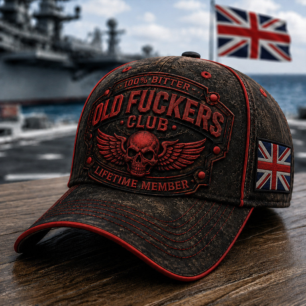 Bitter Old Fuckers Club Lifetime Member Printed Cap Skull Wings Patriotic Hat Funny Grandpa Gift For Dad Father's Day United Kingdom