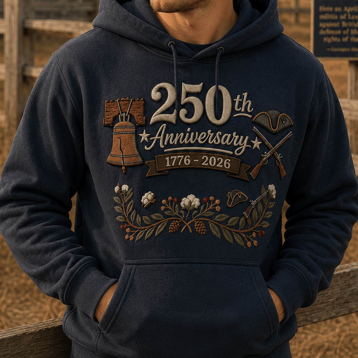 250th Anniversary 1776-2026 Printed Hoodie Patriotic USA Flag Hooded Sweatshirt American Heritage Father's Day Gift