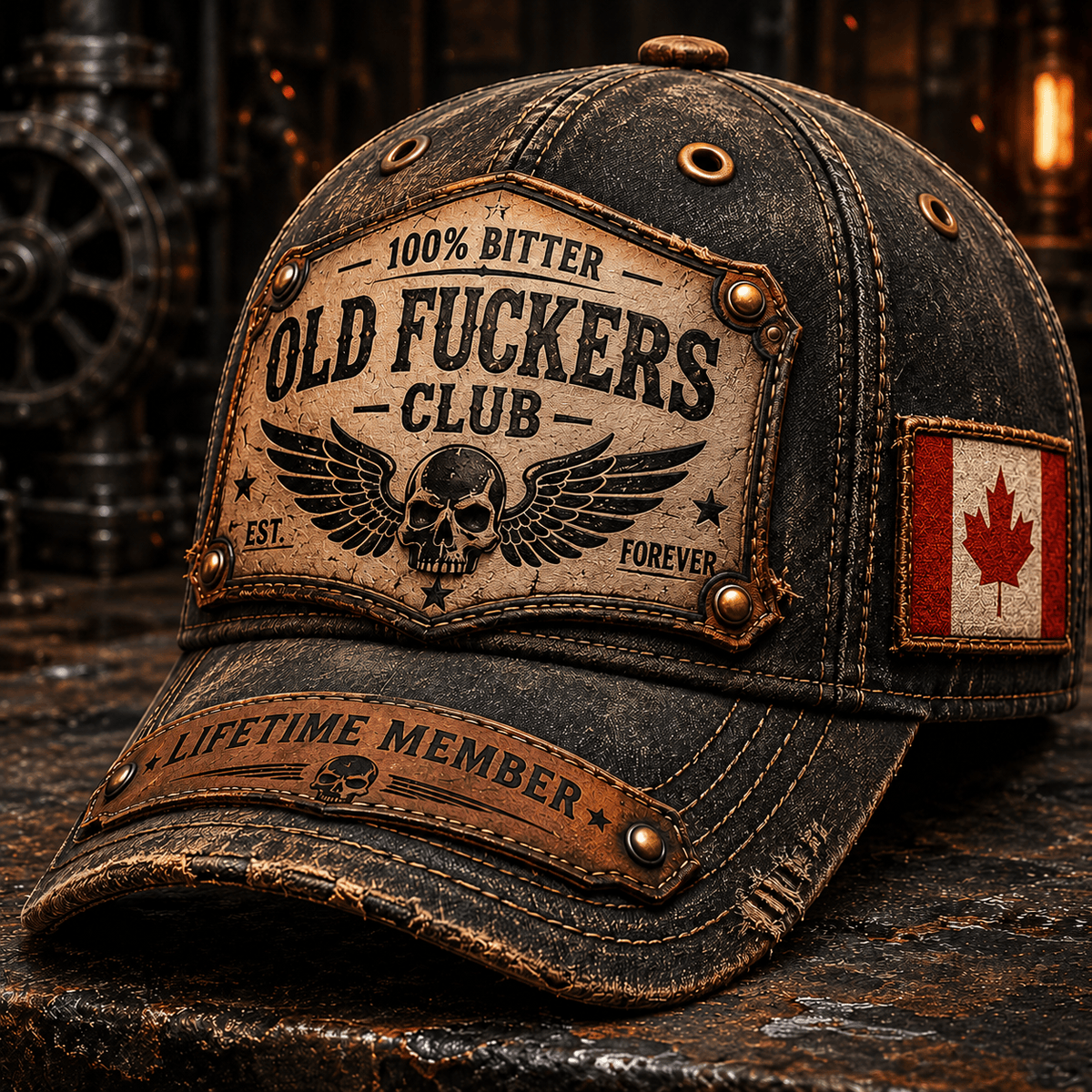 Old Fuckers Club Lifetime Member Printed Cap Canada Flag Hat Funny Grandpa Gift for Dad Father’s Day Retirement Gift for Men