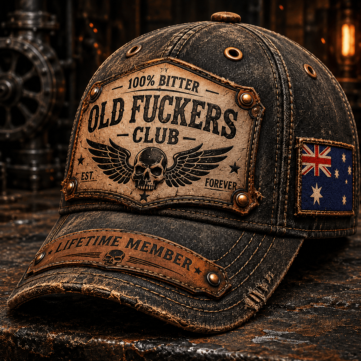 Old Fuckers Club Lifetime Member Printed Cap Australia Flag Hat Funny Grandpa Gift for Dad Father’s Day Birthday Gift for Men