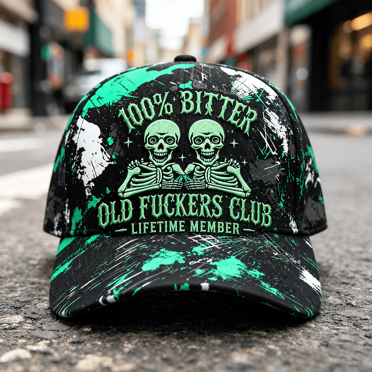 Old Fuckers Club Lifetime Member Printed Cap Funny Grandpa Hat Skull Graphic Gift for Dad Father’s Day Birthday Gift for Men
