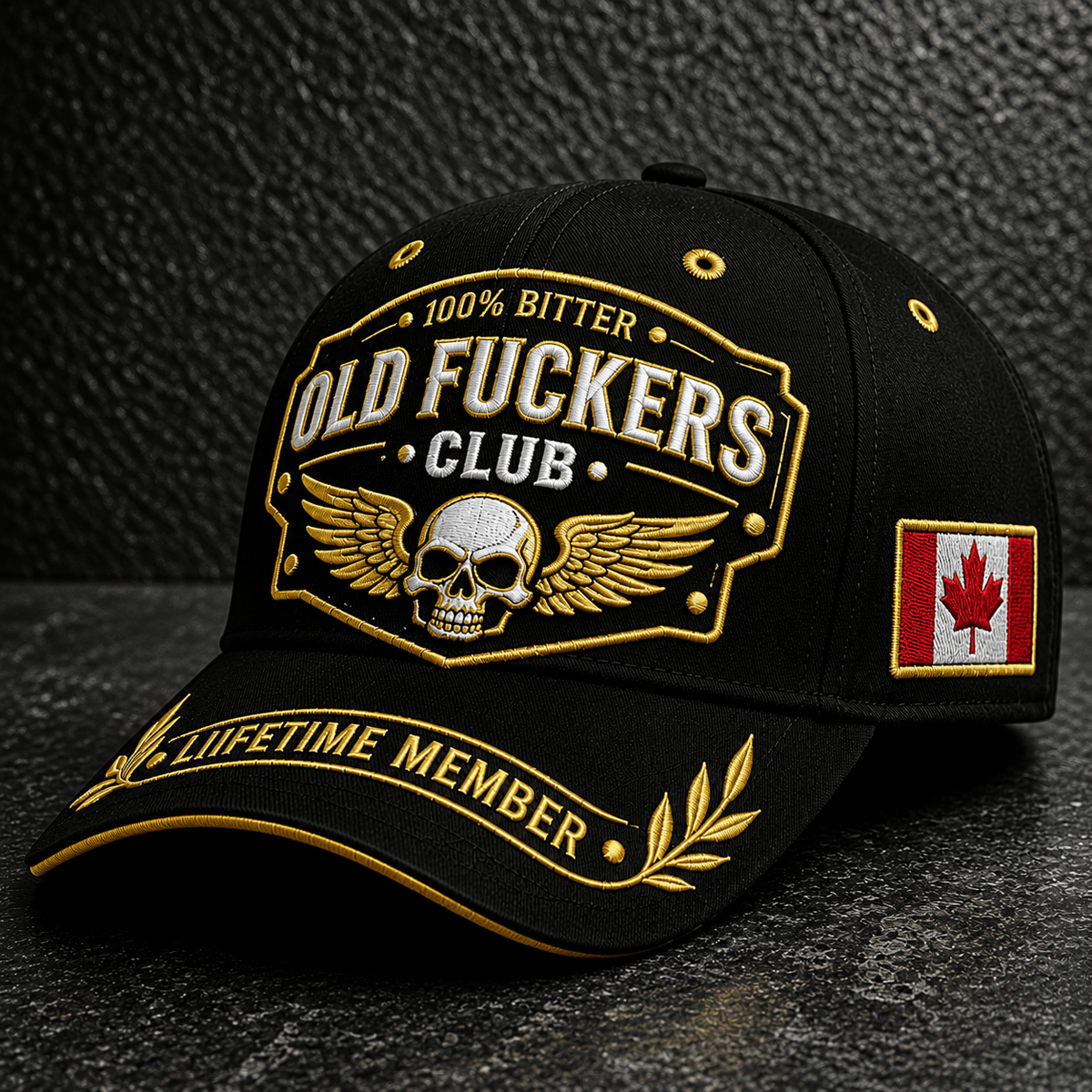 Old Fuckers Club Lifetime Member Printed Cap Skull Wings Hat Funny Grandpa Gift for Dad Father’s Day Birthday Gift for Men
