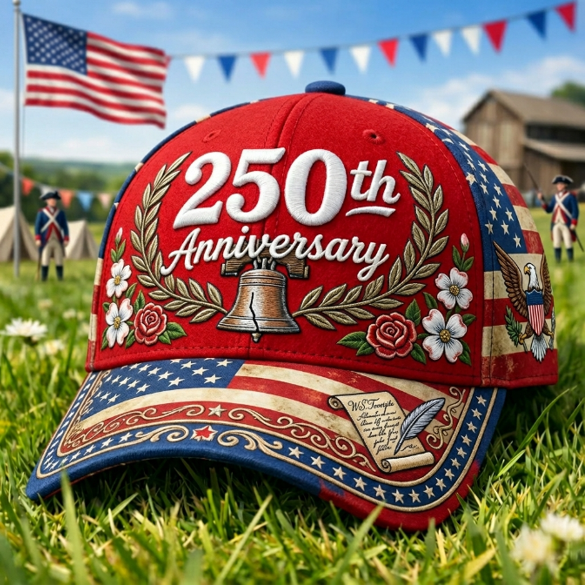 250th Anniversary Liberty Bell Printed Cap Patriotic USA Flag Hat Independence Day Gift for Mom Dad July 4th Celebration Cap