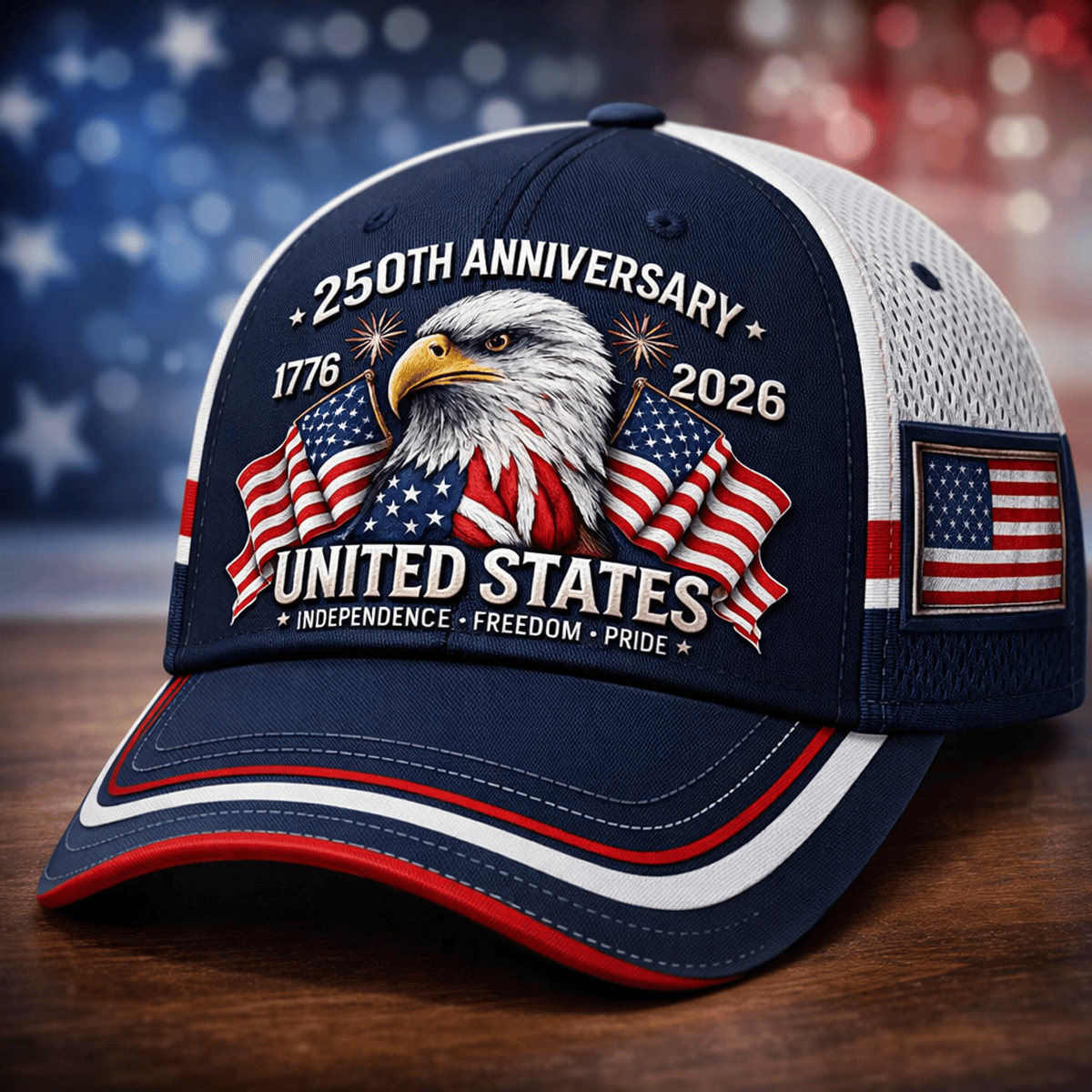 250th Anniversary United States Independence Freedom Pride Printed Cap Patriotic Eagle USA Flag Trucker Hat Father’s Day Gift