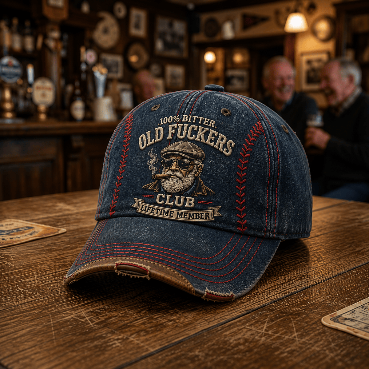 Bitter Old Fuckers Club Lifetime Member Printed Cap Bearded Biker Hat Funny Grandpa Gift for Dad Father’s Day Vintage Cap