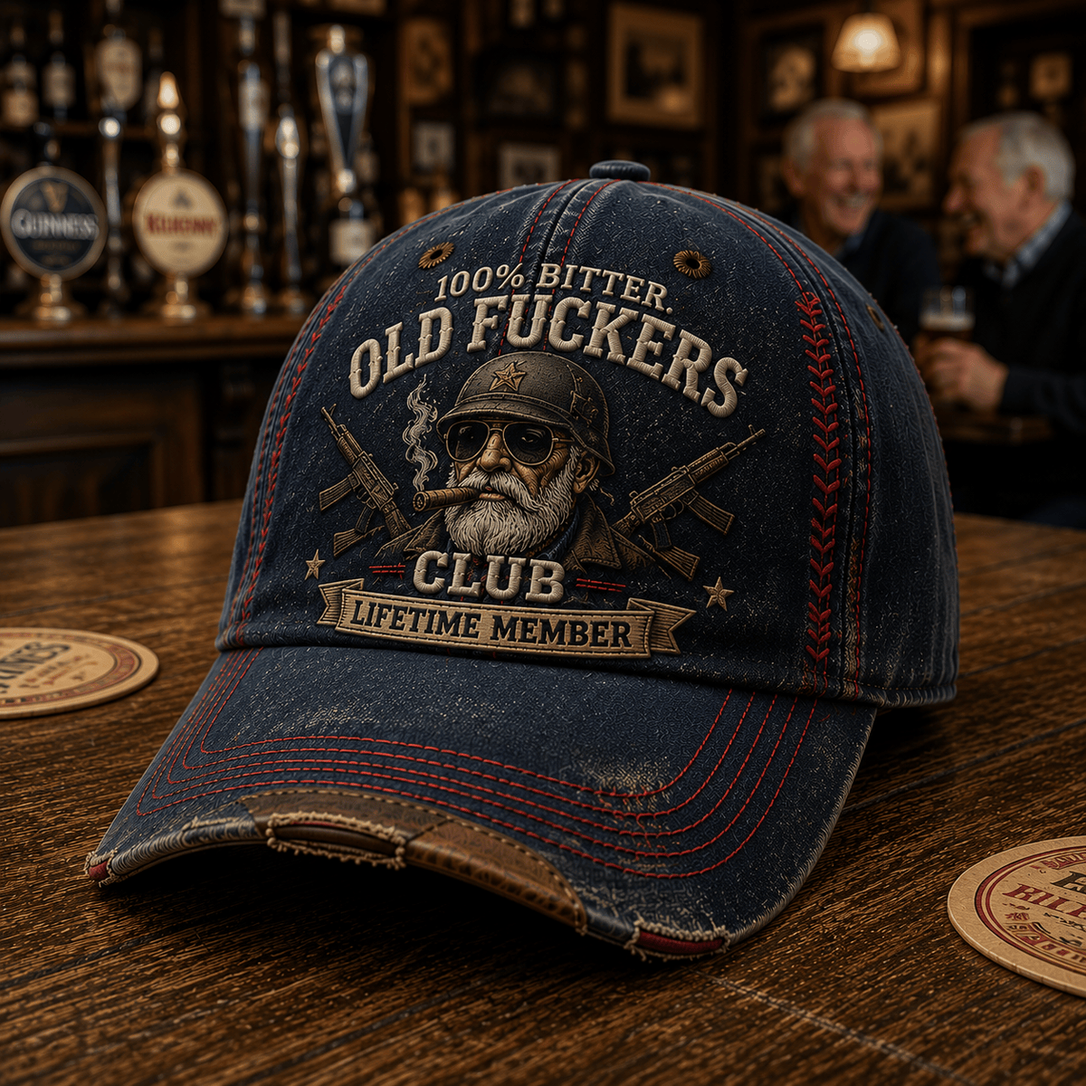 Bitter Old Fuckers Club Lifetime Member Printed Cap Veteran Biker Hat Funny Grandpa Gift for Dad Father’s Day Motorcycle Cap