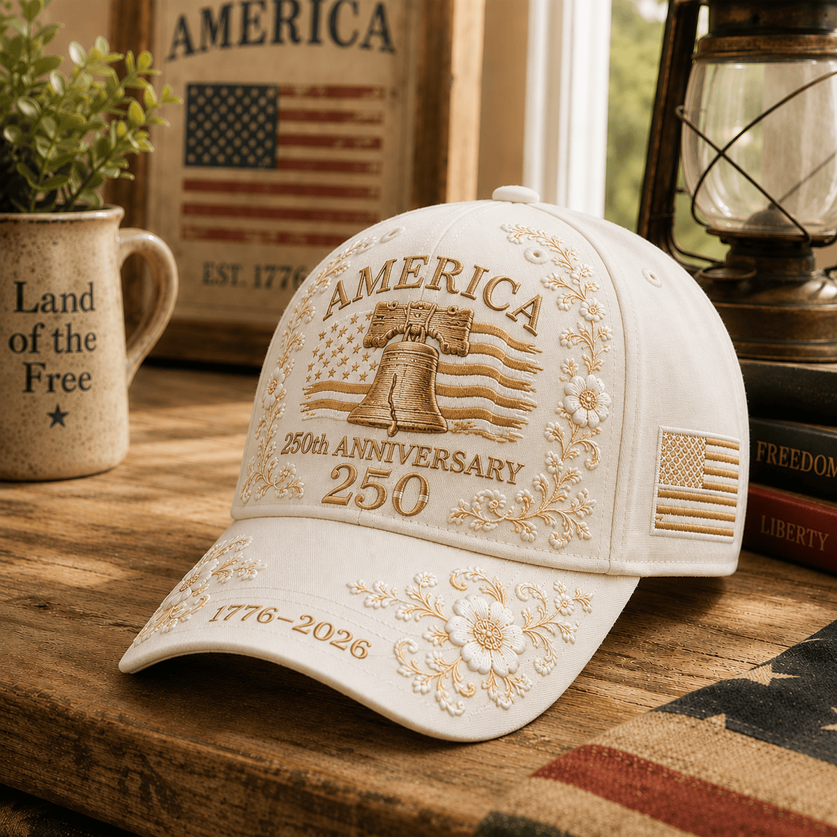 America Liberty Bell 250th Anniversary 1776-2026 Printed Cap Patriotic USA Flag Hat Independence Day Gift for Mom Father's Day