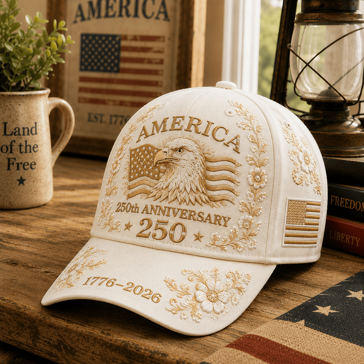 America Eagle 250th Anniversary 1776-2026 Printed Cap Patriotic USA Flag Hat Independence Day Mother's Day Father's Day Gift
