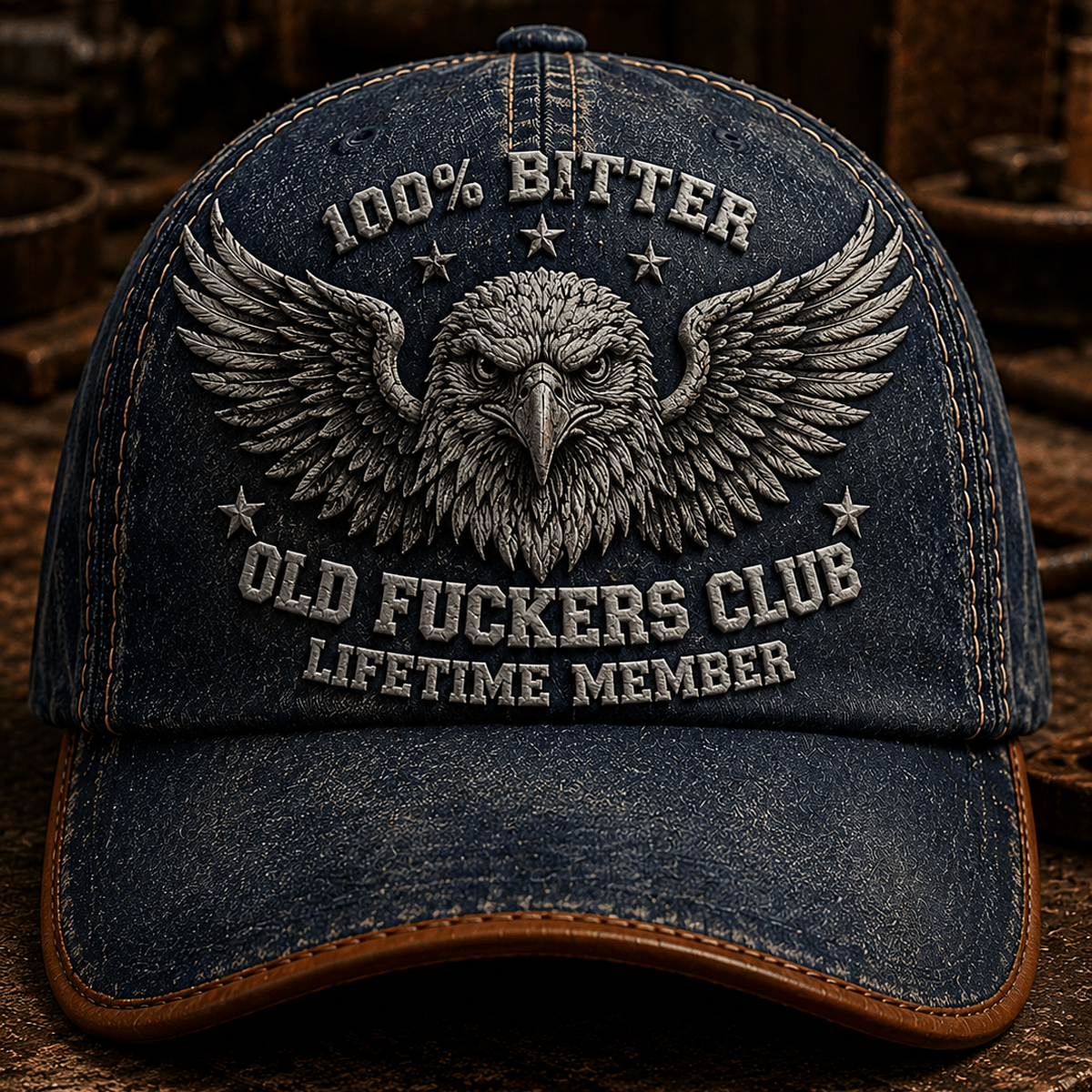 Bitter Old Fuckers Club Lifetime Member Printed Cap Eagle Skull Hat Father's Day Gift for Dad Grandpa Patriotic Biker