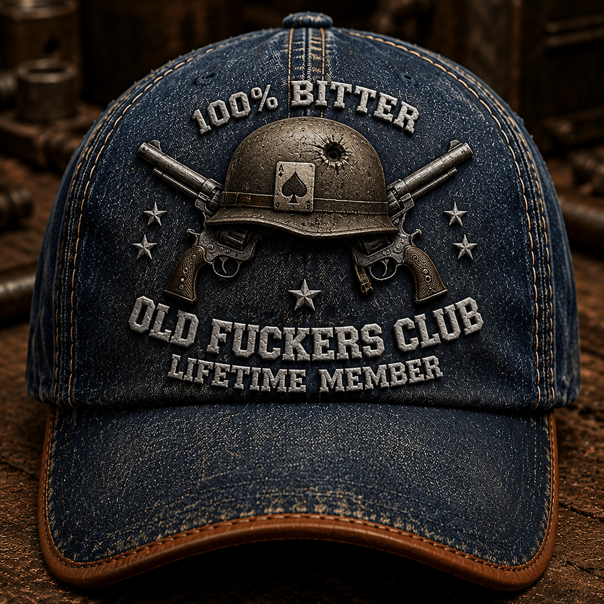 Bitter Old Fuckers Club Lifetime Member Printed Cap Veteran Helmet Hat Father's Day Gift for Dad Grandpa Military Lover