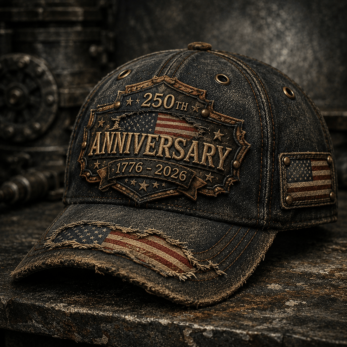 250th Anniversary 1776-2026 Printed Cap Patriotic USA Flag Hat Independence Day Father's Day Gift for Dad Veteran America