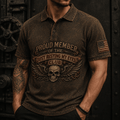 Proud Member Of The Just Resting My Eyes Club Printed Polo Shirt Skull Wing Patriotic USA Flag Gift for Dad Grandpa Father’s Day Veteran