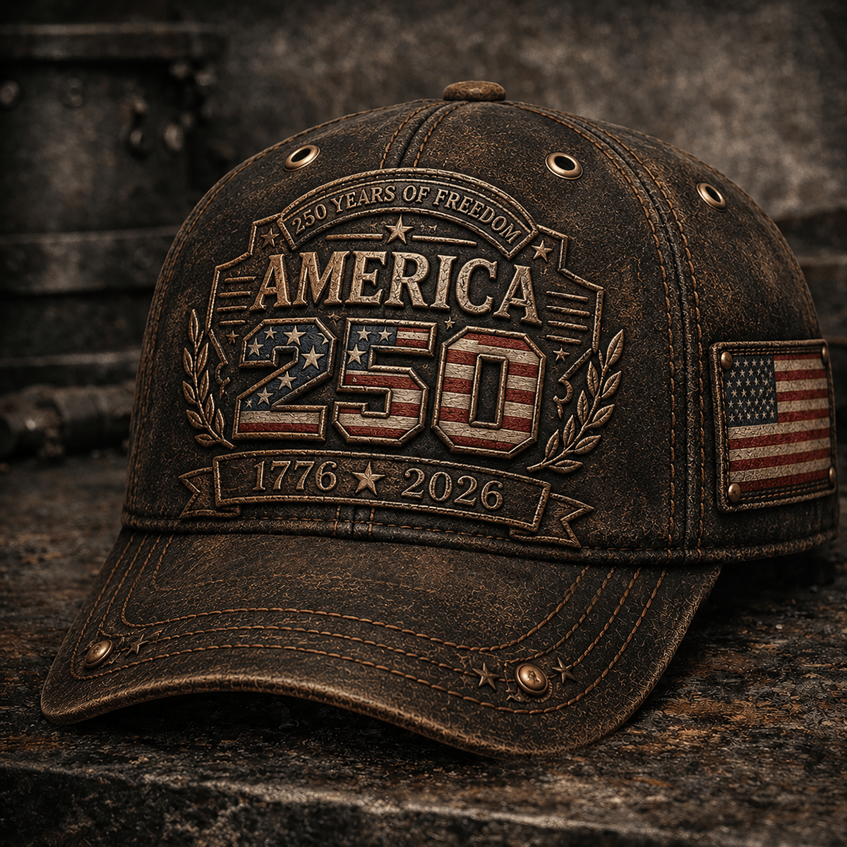 250 Years Of Freedom America 250 1776 2026 Printed Cap Patriotic USA Flag Hat Veteran Gift for Dad Father’s Day Fourth of July