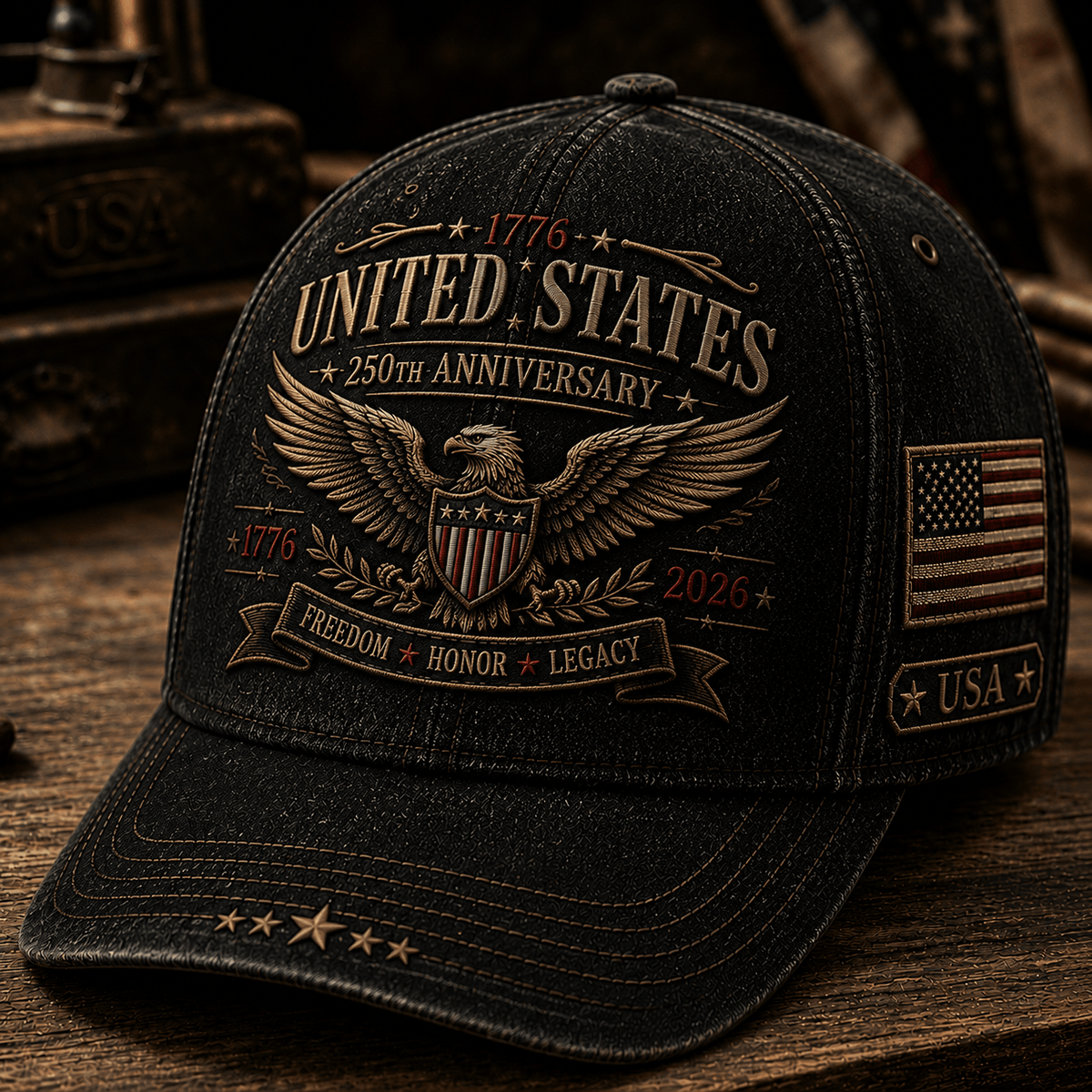 United States 250th Anniversary Freedom Honor Legacy Printed Cap Patriotic Eagle USA Flag Father’s Day Gift Veteran 1776 2026