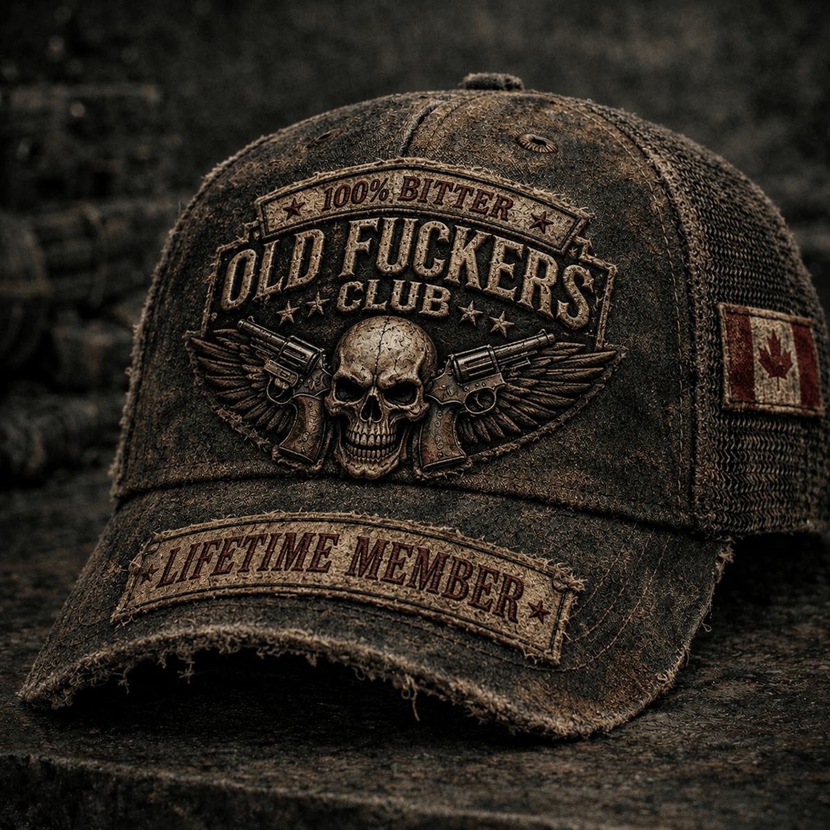 Bitter Old Fuckers Club Lifetime Member Printed Cap Skull Biker Hat Motorcycle Rider Gift for Dad Grandpa Father's Day Birthday Gift