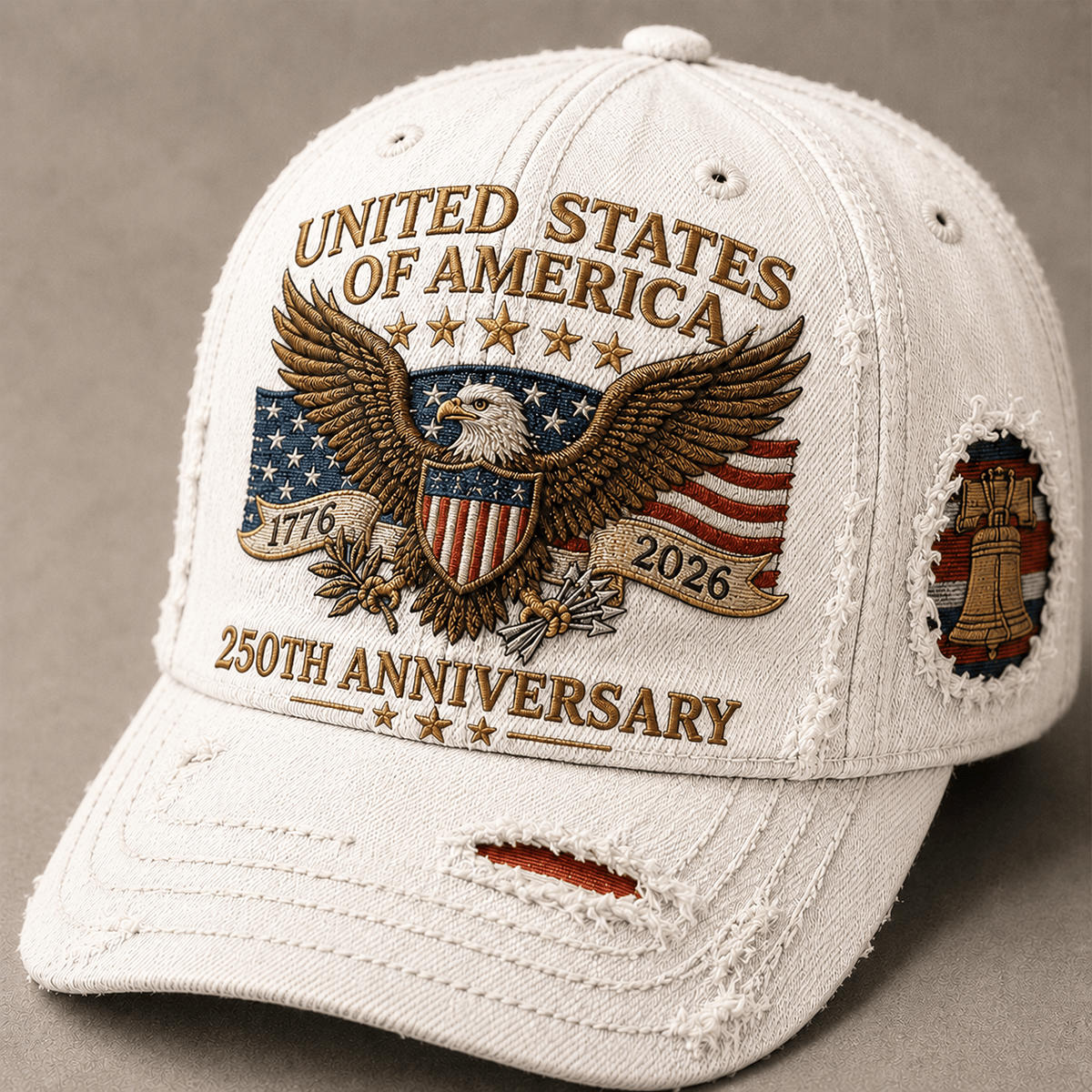 United States Of America 250th Anniversary 1776-2026 Printed Cap Patriotic Eagle USA Flag Independence Day Gift for Dad Veteran