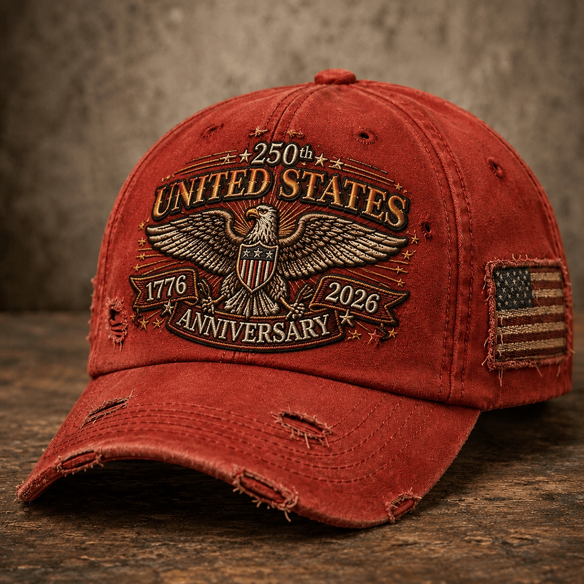 250th United States Anniversary 1776-2026 Printed Cap Patriotic Eagle USA Flag Independence Day Veteran Gift for Dad Father's Day