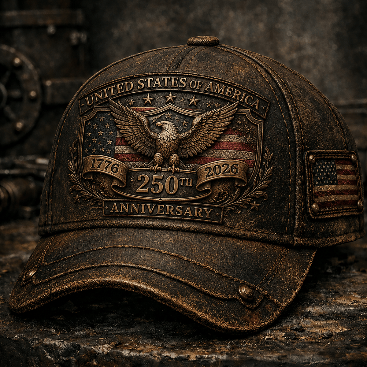 United States of America 250th Anniversary 1776-2026 Printed Cap Patriotic Eagle USA Flag Hat Veteran Gift for Dad Father's Day Independence Day