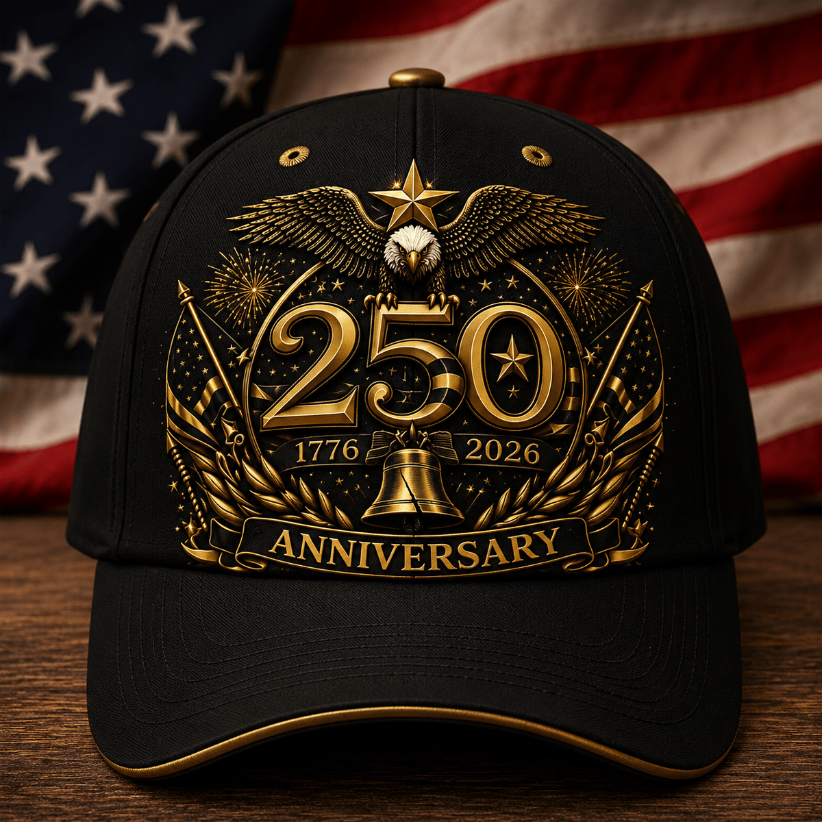 250th Anniversary 1776-2026 Anniversary Printed Cap Patriotic Eagle USA Flag Hat Father's Day Gift for Dad Veteran Independence Day
