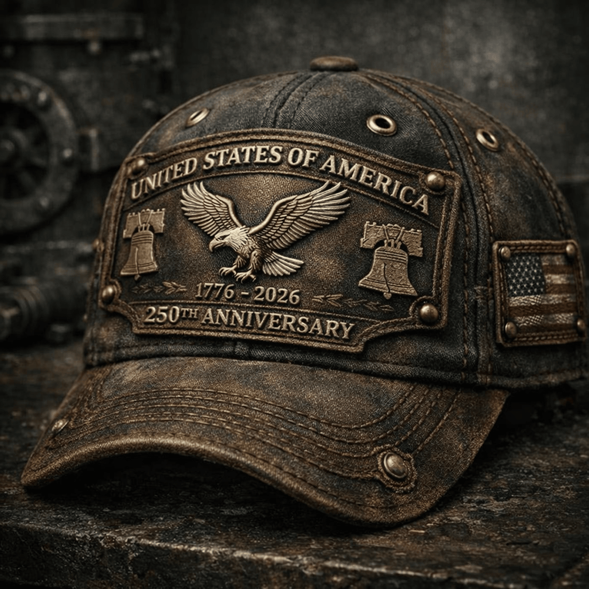 United States Of America 1776-2026 250th Anniversary Printed Cap Patriotic Eagle USA Flag Hat Independence Day Gift for Dad