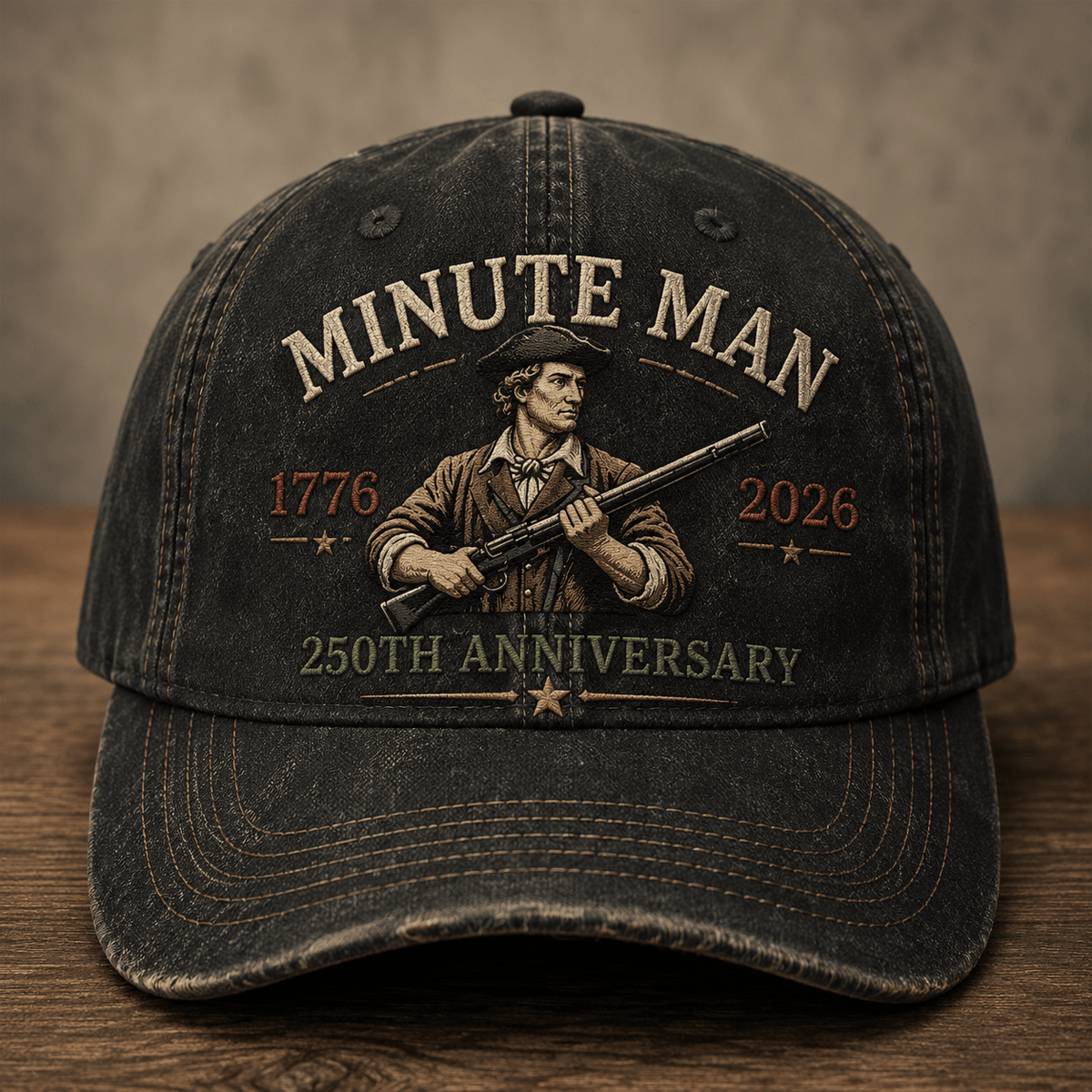 Minute Man 1776 2026 250th Anniversary Printed Cap Patriotic American Revolution Hat USA Independence Day Gift for Dad