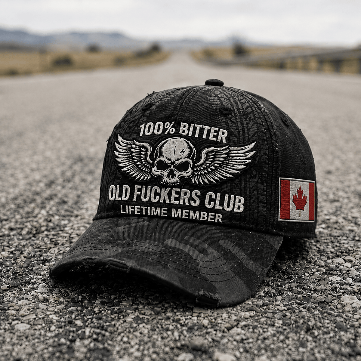 Bitter Old Fuckers Club Lifetime Member Printed Cap Patriotic Dad Hat Grandpa Gift for Father’s Day Skull Biker