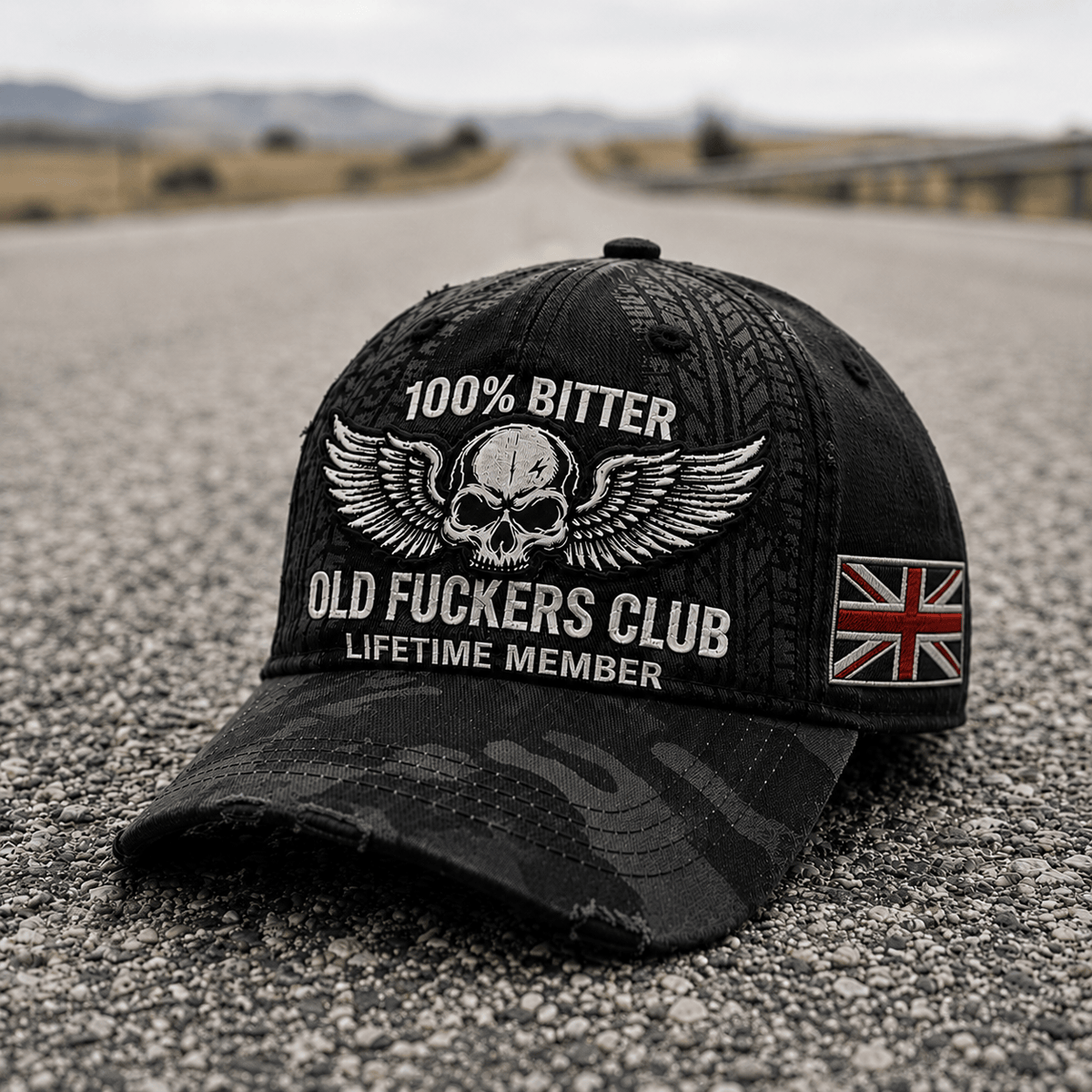 Bitter Old Fuckers Club Lifetime Member Printed Cap British Patriotic Dad Hat Grandpa Gift for Father’s Day Skull