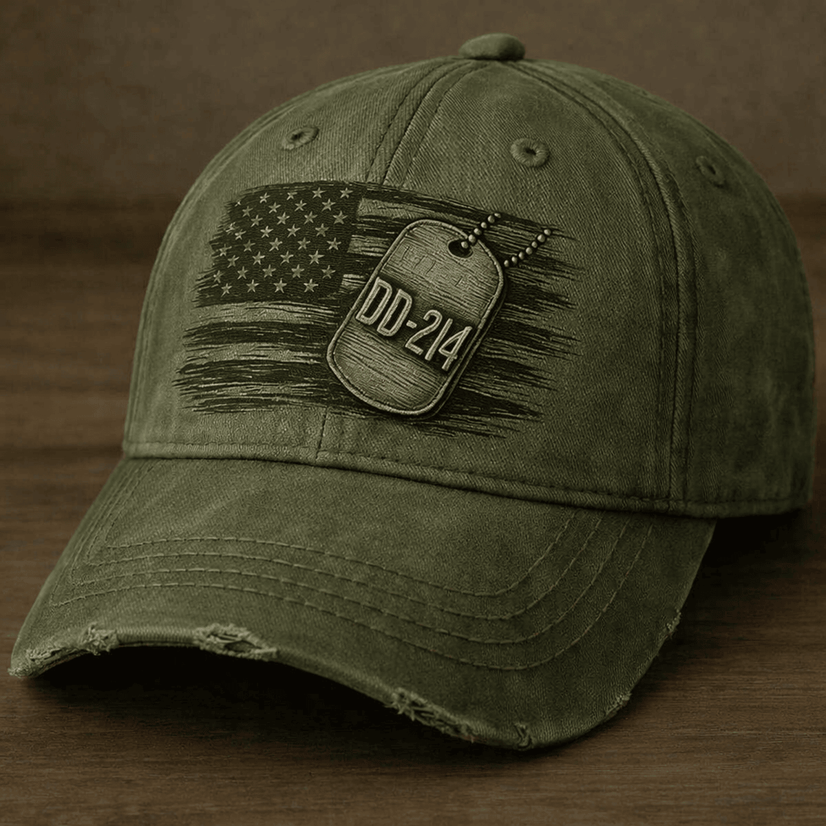 DD-214 Dog Tag Printed Distressed Cap Veteran Gift for Men American Flag Military Retirement Hat US Veteran Patriotic Gift
