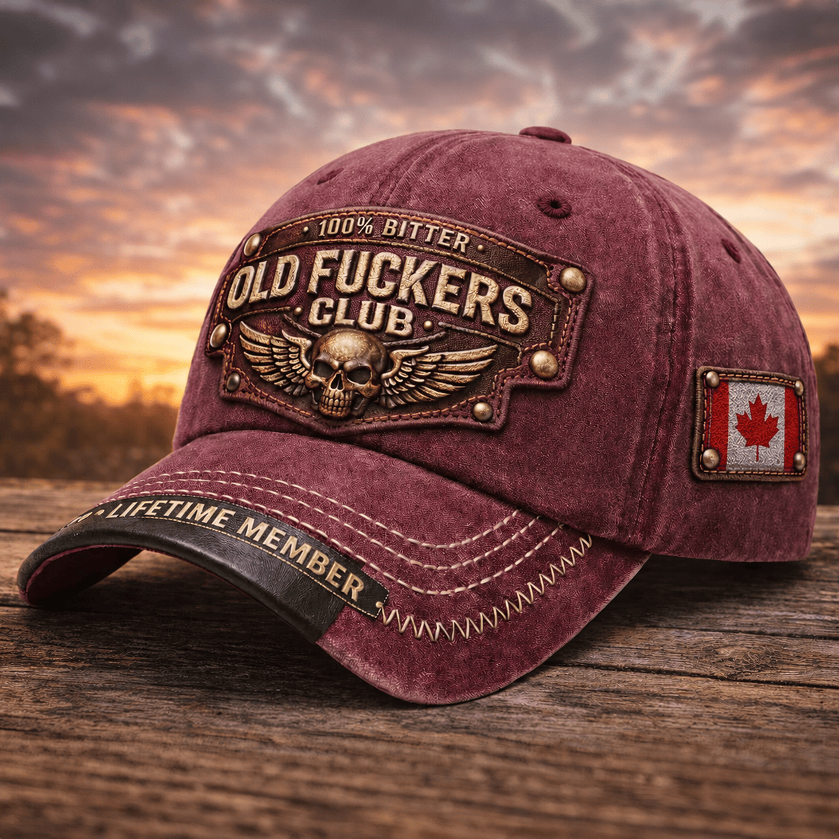 Bitter Old Fuckers Club Printed Vintage Cap Skull Wings Biker Style Patriotic Gift for Dad Grandpa Lifetime Member Canada