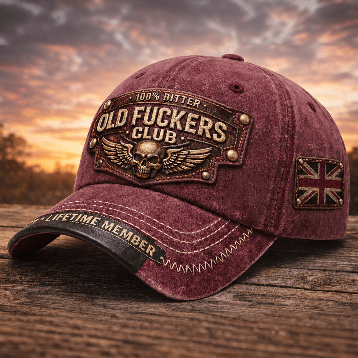 Bitter Old Fuckers Club Printed Vintage Cap Skull Wings Biker Style Patriotic Gift for Dad Grandpa Lifetime Member UK