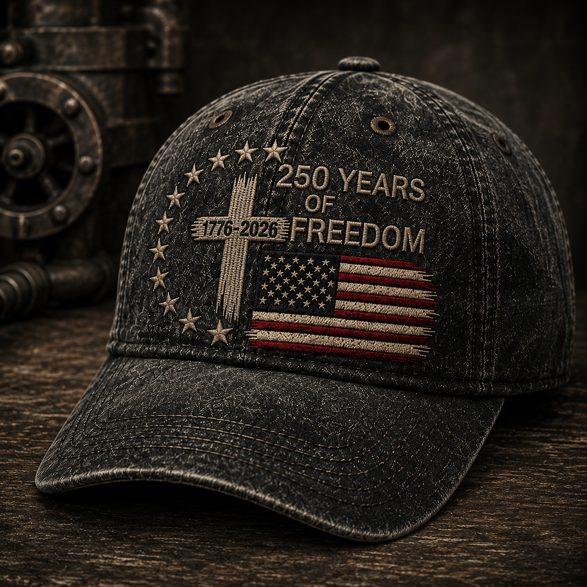 250 Years Of Freedom 1776-2026 Printed Cap, Christian Cross USA Flag Hat, Patriotic American Baseball Cap, Veteran Gift