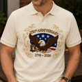 250th Anniversary 1776-2026 Printed Polo Shirt, American Eagle Liberty Bell Patriotic Polo, USA Flag Heritage Gift