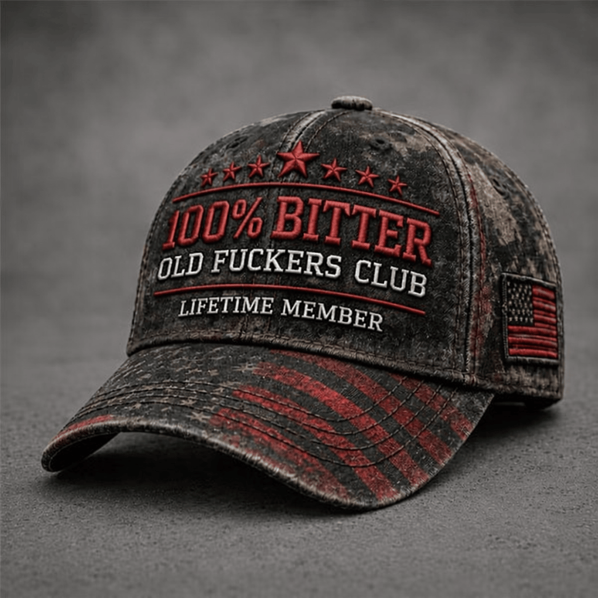 Bitter Old Fuckers Club Lifetime Member Printed Cap, Vintage Patriotic Baseball Cap Gift for Dad Grandpa Veteran