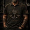 Old Fuckers Club Bitter Lifetime Member Printed Polo Shirt Skull Pilot Goggles Piston Vintage Biker Motorcycle Rider Gift for Men