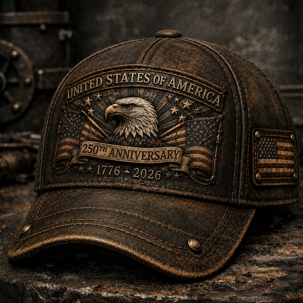 United States Of America 250th Anniversary 1776 2026 Printed Cap Eagle Flag Patriotic Trucker Hat Independence Day Gift for Men
