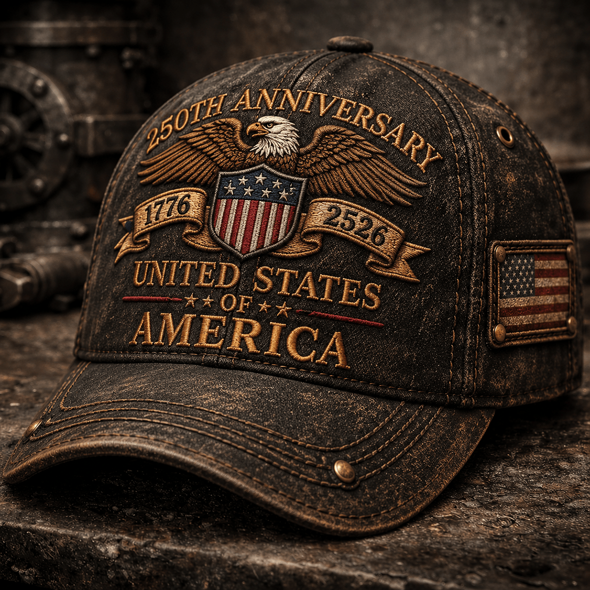 250th Anniversary 1776 2526 United States Of America Printed Cap Eagle American Flag Patriotic Trucker Hat Veteran Gift for Men