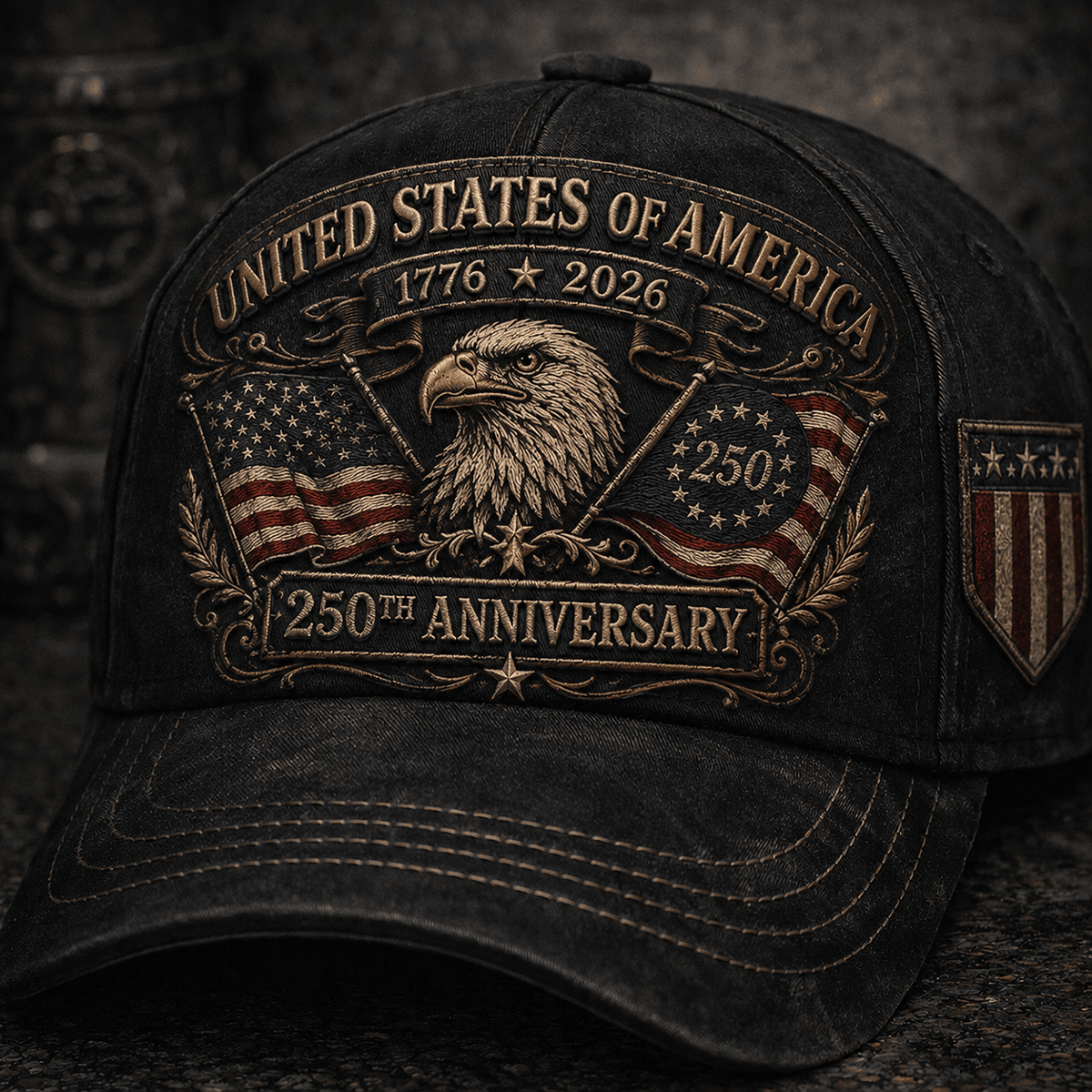 United States of America 1776 2026 250th Anniversary Printed Cap Bald Eagle American Flag Patriotic Independence Day Gift for Men
