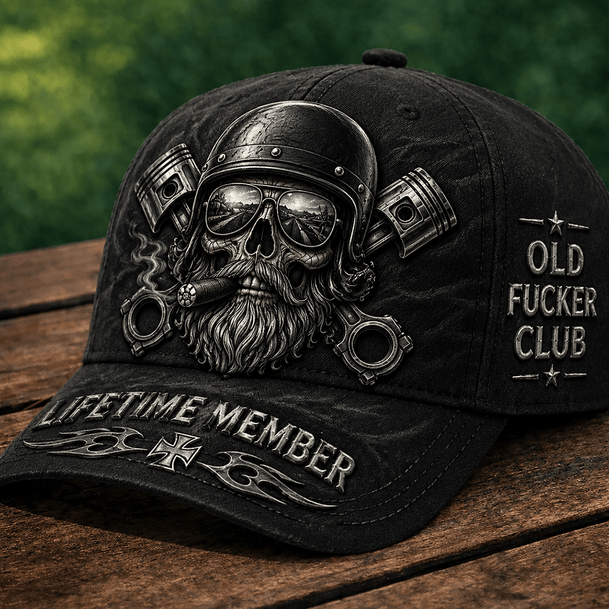 Old Fucker Club Lifetime Member Printed Cap Skull Biker Trucker Hat Vintage Motorcycle Rider Gift for Men Grandpa