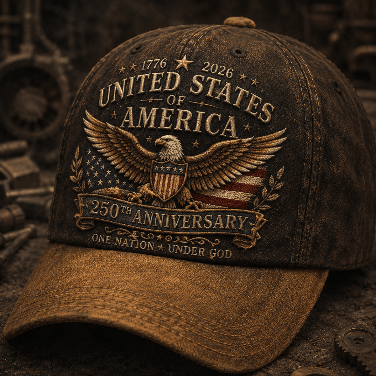 United States of America 250th Anniversary 1776 2026 Eagle Printed Cap Patriotic American Flag One Nation Under God Independence Gift