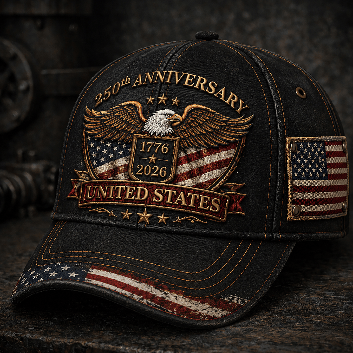 250th Anniversary 1776 2026 United States Printed Cap Patriotic Eagle American Flag Veteran Independence Day Gift for Men Women