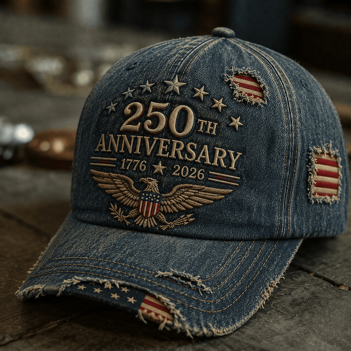 250th Anniversary 1776 2026 Eagle Printed Cap American Flag Patriotic Independence Day USA Veterans Gift for Men Dad Grandpa