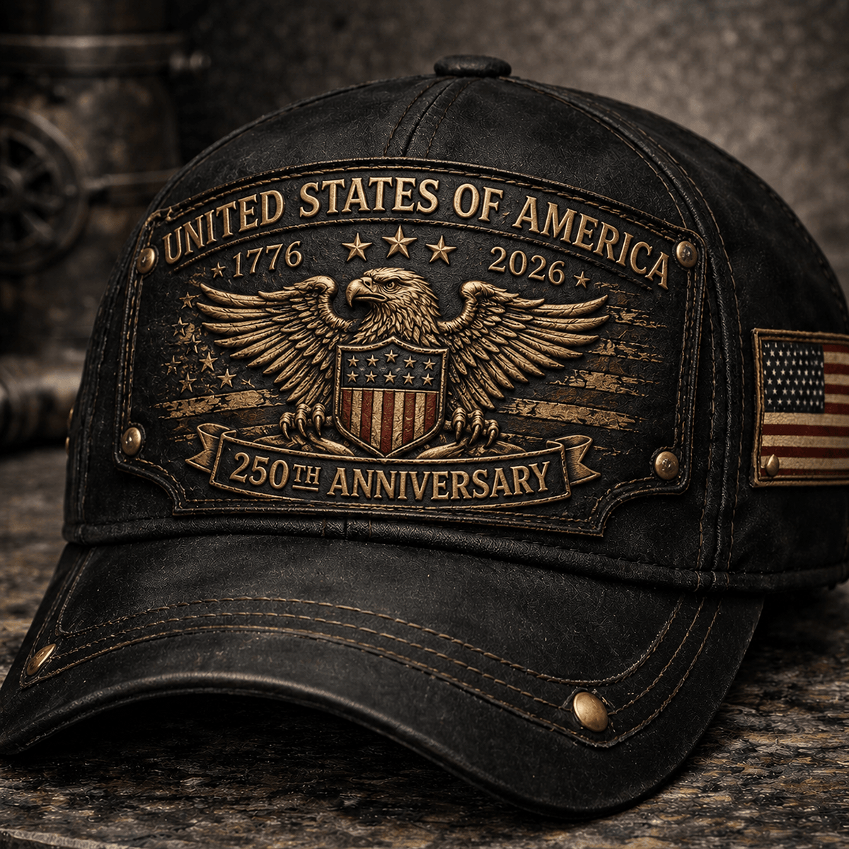 United States of America 250th Anniversary 1776-2026 Eagle Printed Cap Patriotic USA Independence Day Veteran Gift for Men Dad Grandpa