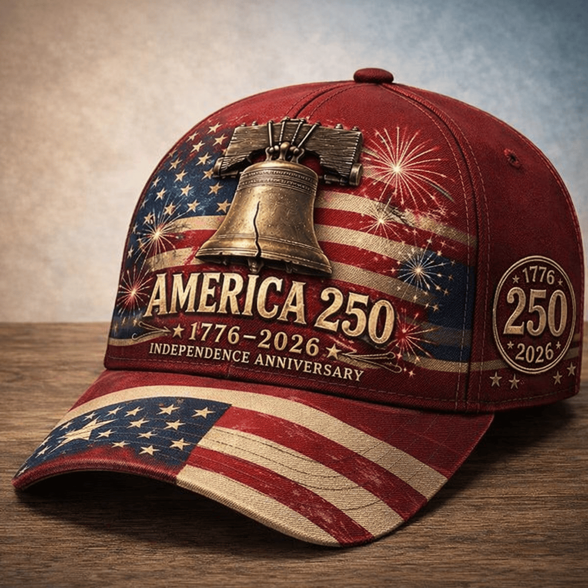 America 250 1776–2026 Independence Anniversary Printed Patriotic Cap Liberty Bell American Flag USA 250th Anniversary Gift Hat