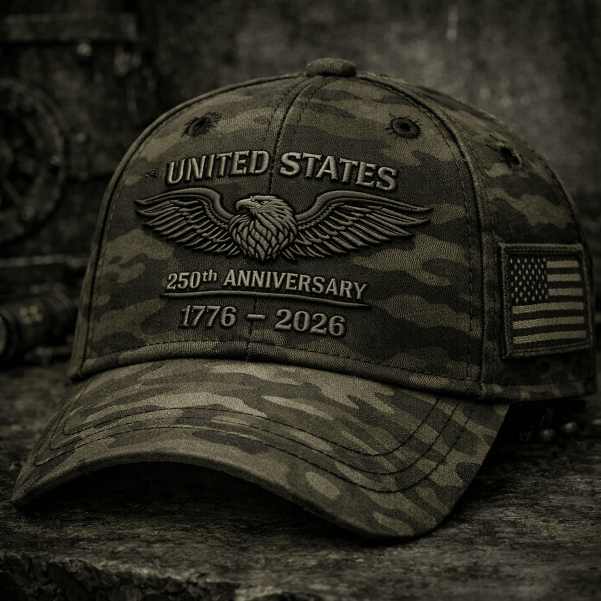 United States 250th Anniversary 1776–2026 Printed Trucker Cap Patriotic USA Eagle Camo Baseball Hat Independence Day Gift for Men