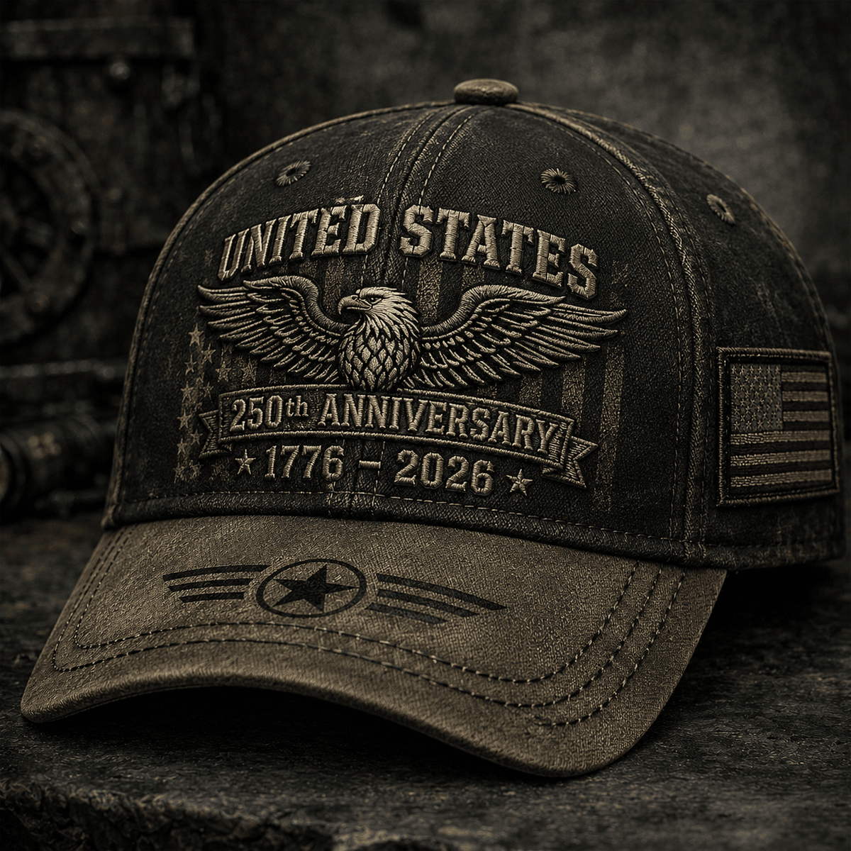 United States 250th Anniversary 1776–2026 Printed Cap Patriotic Eagle American Flag Hat Independence Day Gift for Dad Veteran USA Pride